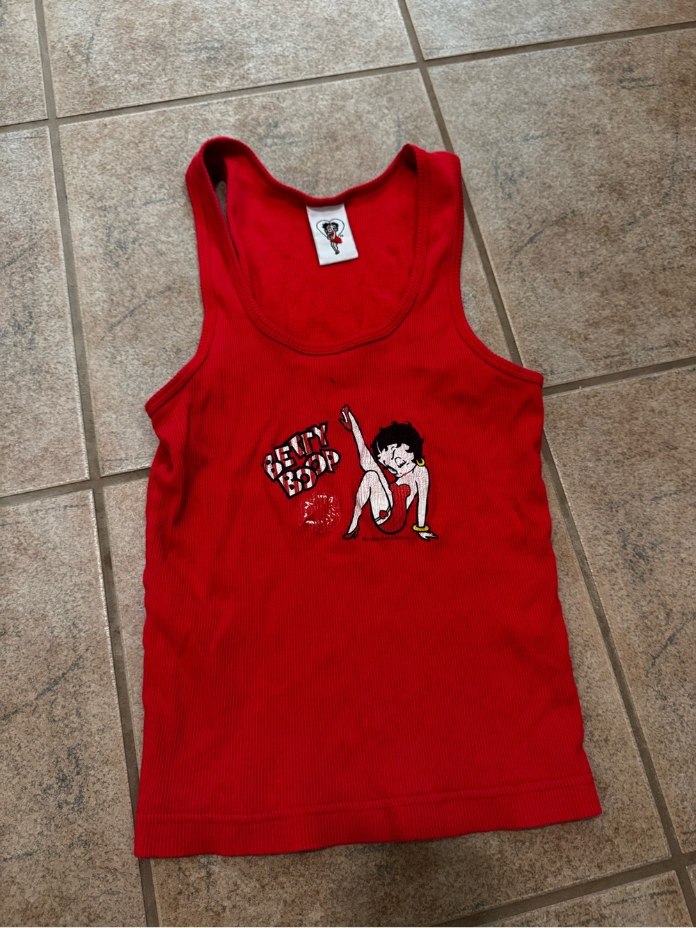 Vintage 2004 Betty Boop Red Ribbed Tank Top with Graphic